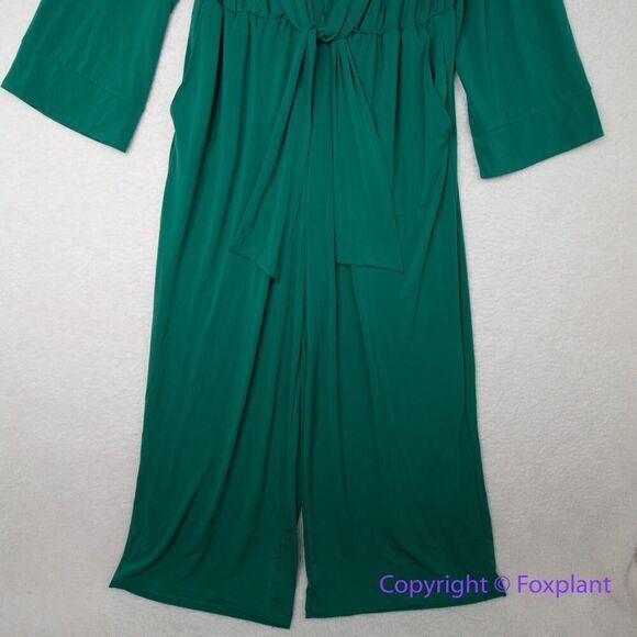 New! Eloquii Tie Front Knit‎ Jumpsuit green, plus size 20 - Picture 9 of 16